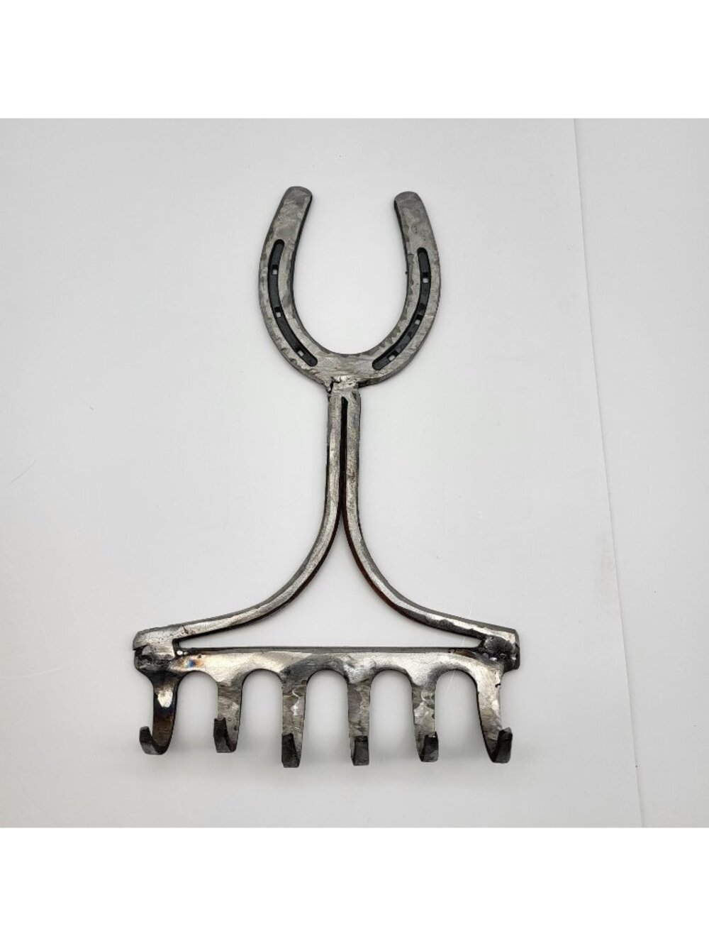 Vintage Western Coat Hat Key Hook Blacksmith made Horseshoe Equestrian Decor